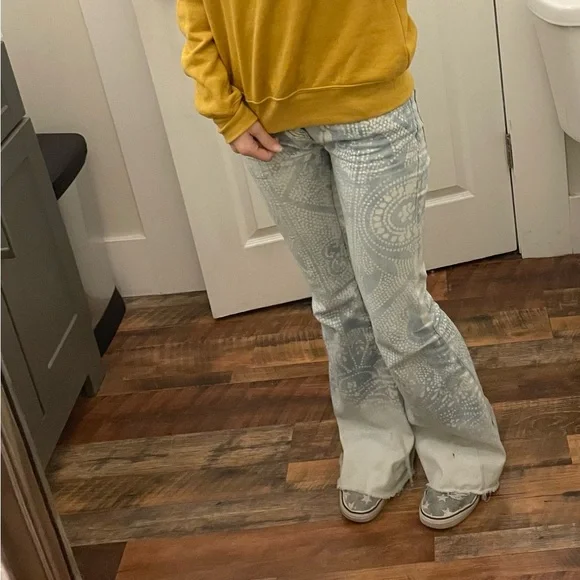 Free People RARE Bali Jeans Bleached Flared Bell Bottoms Boho Hippy Pants 25 - Picture 5 of 13